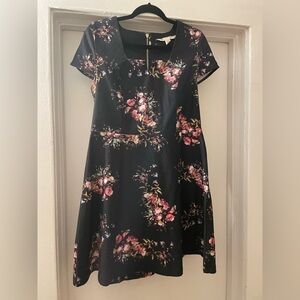 Yumi black floral Mini dress size 10/12‎